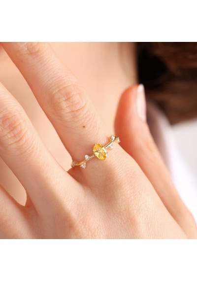 Altın Vintage Yüzük 14 Ayar Citrin 536017785