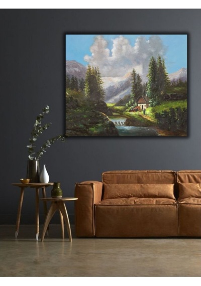 Yağlı Boya Tablo %100 El Yapımı 94cmx79cm Manzara Doğa