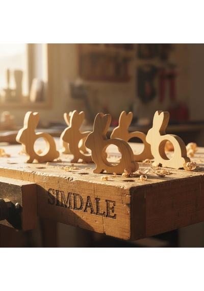 Simdale Wood Doğal Ahşap Tavşan Kulaklı Peçete Yüzüğü - Peçetelik Halkası - 4'lü Set Ahşap