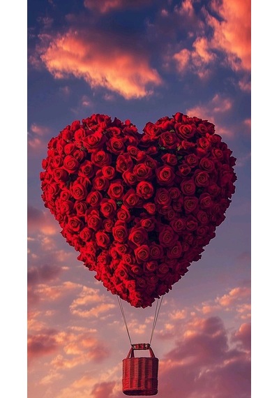 Aşkla Uçan Balon V1 Ev Duvar Salon Güzellik Salonu Ofis Dükkan Dekarasyon Kanvas Tablo