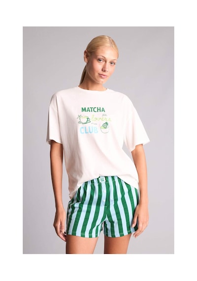 Defacto Oversıze Kısa Kollu 2li Yeşil Şortlu Pijama Takımı I0436ax26hsgn503 Yeşil-gn503
