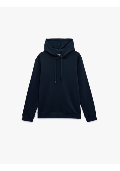 Koton Şardonlu Uzun Kollu Basic Kapşonlu Sweatshirt Lacivert 7wam70001mk