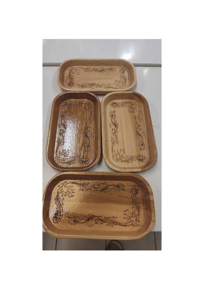 Ahsap Desenli Cerez Servis Tabak 11x20 Cm