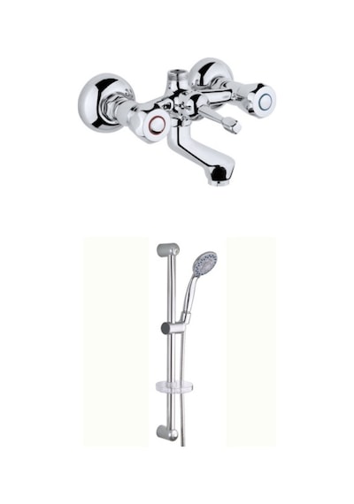 Erce Klasik Banyo Bataryası ve Sürgülü Duş Takımı Krom