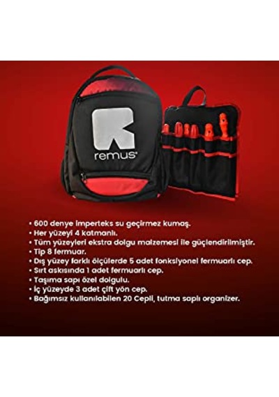 Remus Energetic Organizerli Profesyonel Bez Sırt Takım-Alet Çantası RMS10013550