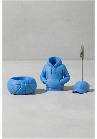 Noker Spor & Hoodie Temalı Masaüstü Kalemlik Seti Not Tutuculu Mavi