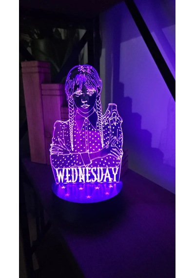 Wednesday Addams Temalı 3d Led Gece Lambası Hediyelik Gotik Mas