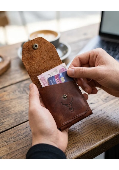 Deer Craft Stag Hakiki Deri Cüzdan Açık Kahverengi - Taba