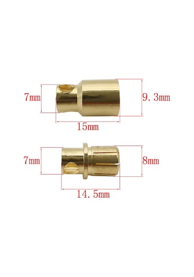 8mm Altın Kaplama Banana Dişi Erkek Soket 120a Pil Batarya Lion Bullet Plug Kablo Konnektör Esc Moto