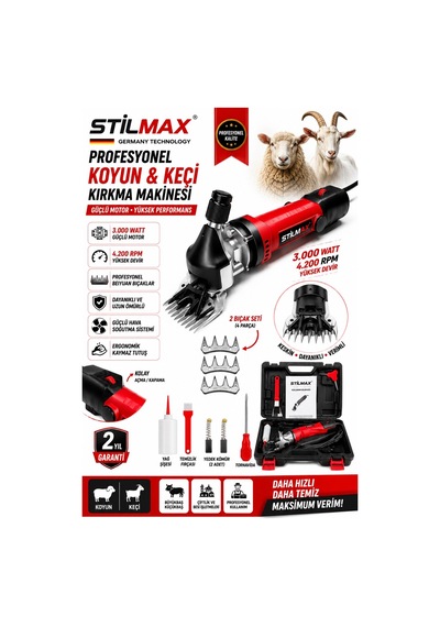 Stilmax Stkk5035 Koyun Keçi Kırkma Makinesi 3000w 4200 Rpm Büyükbaş Küçükbaş Hayvan Kırpma Seti