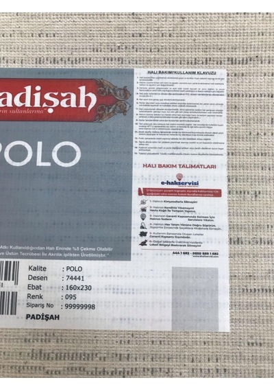 Padişah Halı Polo 74441 095 Serisi Akrilik Salon Oturma Yatak Odası Halısı Gri