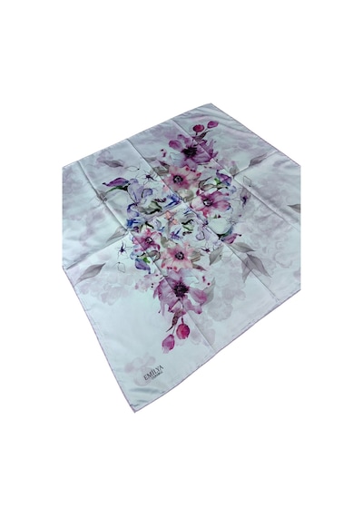 Mim Eşarp Emilya Rayon Çiçek Desenli Eşarp 90x90 Cm Lila - Mavi