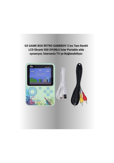 500 Oyun Hafızalı G5 Game Box Renkli Lcd Ekranlı Mh-hs6220-9684 Çok Renkli