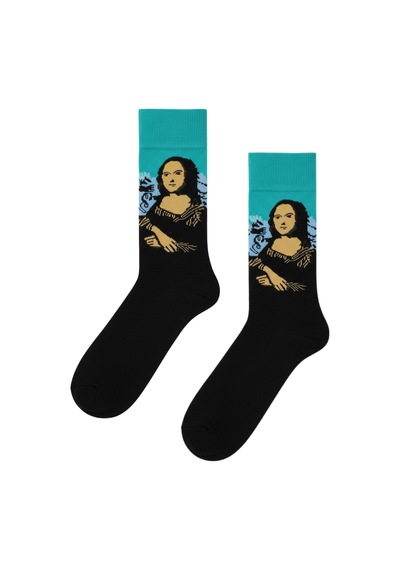 Carnaval Socks Mona Lisa Art Desenli Renkli Çorap Çok Renkli