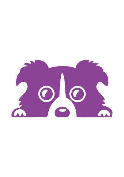 Köpek Araba Sticker 17x17 Cm Mor