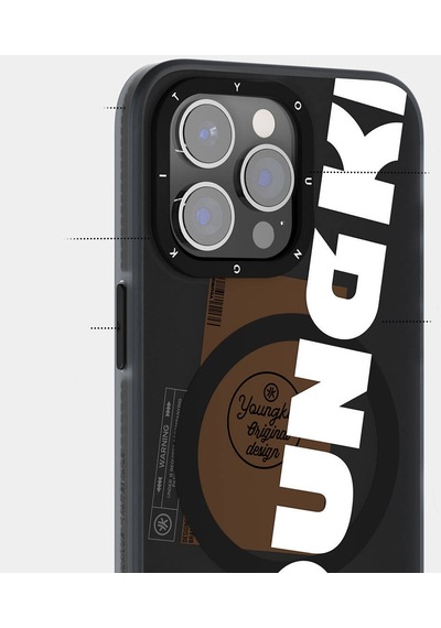 Apple Uyumlu iPhone 15 Pro Max Kılıf Magsafe Şarj Özellikli Youngkit Binfen Serisi Yazı Temalı Kapak Pembe