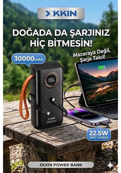 Samsung Galaxy Tab S7+ Plus Sm-t970 12.4'' Uyumlu 30000 Mah 22.5w Hızlı Şarj Powerbank Siyah