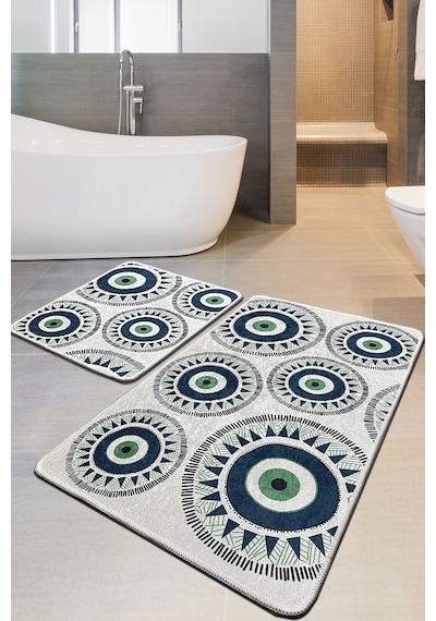 Occhio 2 Li Set Banyo Halısı Djt Yıkanabilir Kaymaz Taban  Paspas Klozet Takımı Çok Renkli