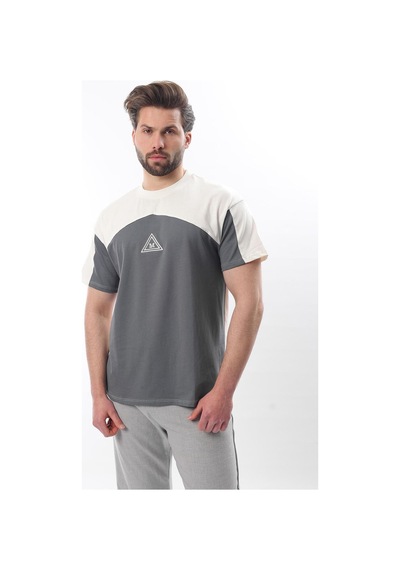 Madmext Ekru Overfit Garnili Erkek T-shirt E7104 Ekru