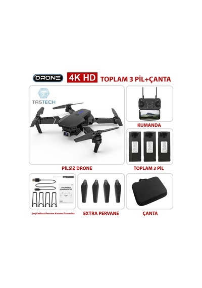 Çift Kameralı Drone Led Işıklı Wifi App Ve Uzaktan Kumanda Kontrollü Quadcopter Katlanabilir Şarjlı