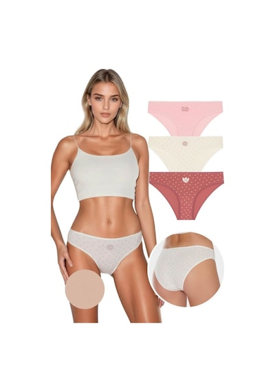 Berrak 3'lü Desenli Kadın Bikini Külot Çok Renkli
