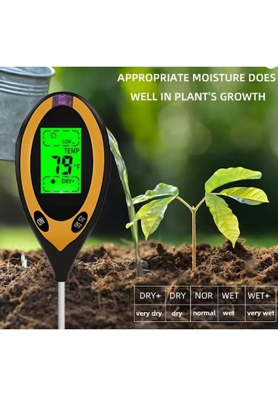 Ayrex Toprak Ph Test Cihaz 4'ü 1 Arada Ph Işık Nem Ve Sıcaklık Ölçer 0