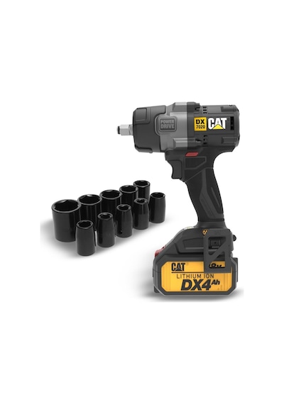 Cat DX7020.1 18V 4.0AH Çift Akülü Kömürsüz 700/880NM Profesyonel Şarjlı Somun Sıkma + 10 Adet Lokma Ucu