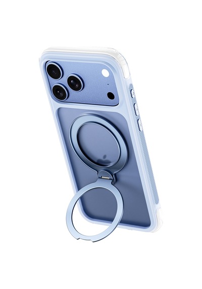 Apple iPhone Uyumlu 18 Pro Kılıf Wiwu As-203 Aeroshield Ultra Serisi M-safeli Airbag Standlı Kapak Açık Mavi
