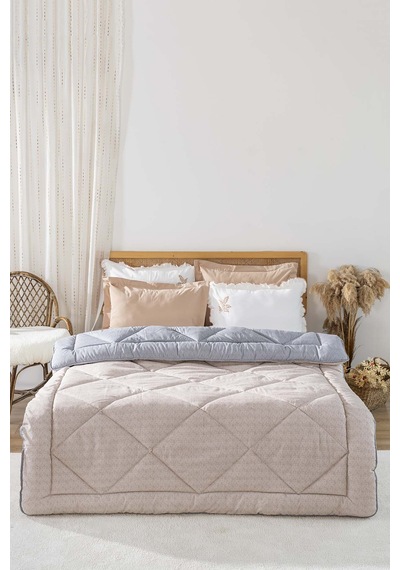 Rivaistanbul Pudra-gri Loura Çift Kişilik Çift Taraflı Lüx Wellsoft Yorgan 195x215 Cm Pudra Pembe