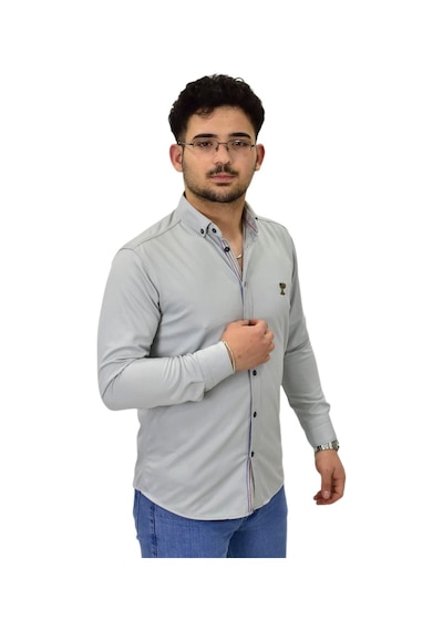 Erkek Spor Silim Fit Uzun Kol Gömlek Bgl-st04483 Gri Erkek Spor Silim Fit Uzun Kol Gömlek Bgl-st04483 Gri