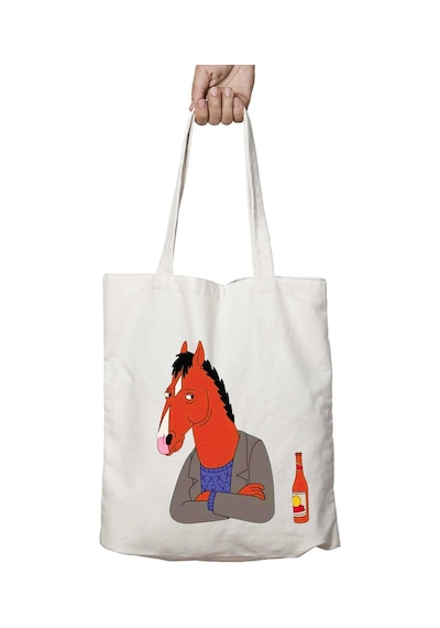 Art Hediye Bojack Horseman And Bottle İki Taraf Kalıcı Yıkanabilir Okul Plaj Omuz Bez Çanta Çok Renkli
