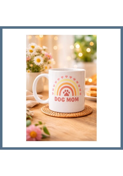 Buradabulabilirsin Dog Mom Baskılı Porselen Kupa Model 186 Köpek Annesi Temalı Sevimli Kahve Kupası Köpek Severlere Hediye Sevimli Pati Ve Gökkuşağı Tasarımlı Kupa Bbz Diğer