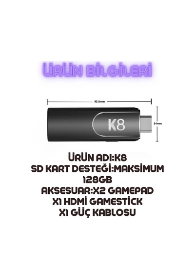 K8 4k Hdmi 10000+ Oyunlu Çift Kol 3d Retro Arcade Oyun Konsolu