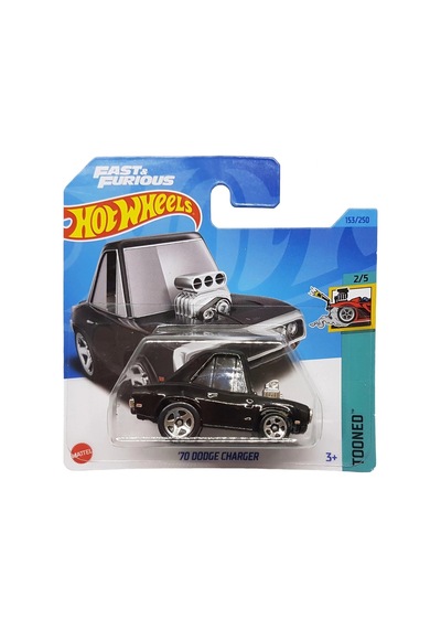 Hot Wheels '70 Dodge Charger Fast & Furious - Tooned Siyah 1/64 Diecast Model Araba Çok Renkli