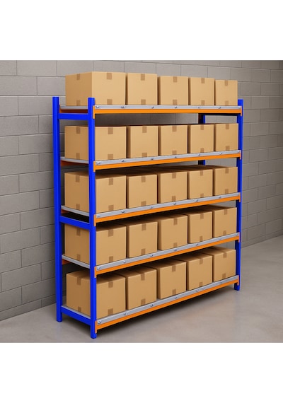 5 Katlı Depo Rafı 50x120x200 Cm Hafif Rack Raf 300-350 Kg Taşıma Kapasiteli Galvaniz