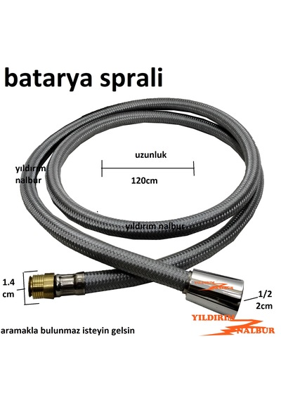 Berber Duş Sprali 120cm Vida Uçlu Evye Bataryası Sprali Borusu 000 Açık Krem