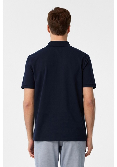 Süvari Lacivert Regular Armürlü Polo Yaka Tişört-37374 Lacivert