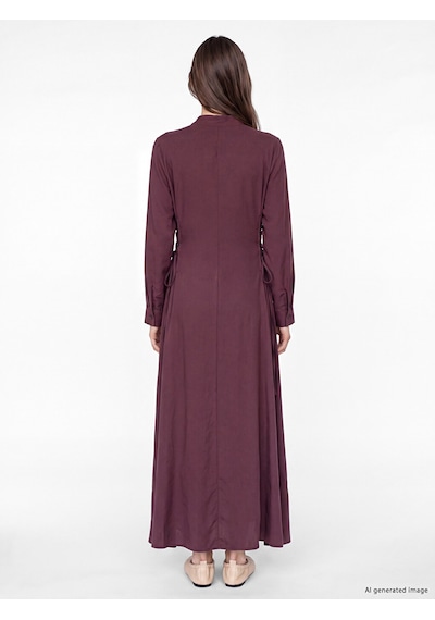 Lcw Modest Bordo Bağlama Detaylı Modal Karışımlı Gömlek Elbise