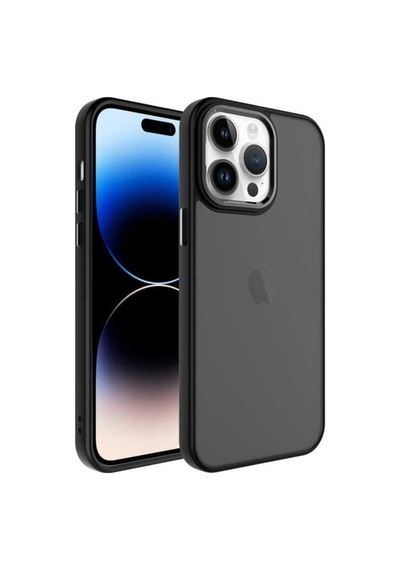 Apple Uyumlu iPhone 14 Pro Kılıf Buzlu Sert Pc Zore May Kapak Siyah