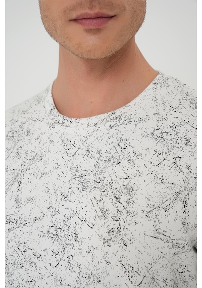 Efor Comfort Fit Bisiklet Yaka Batik Görünmlü Kısa Kol Casual Ekru Tişört Ts 905 Ekru