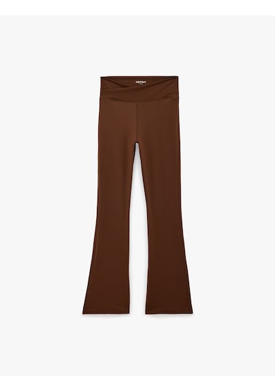 Koton Slim Fit Kemer Detaylı İspanyol Paça Spor Tayt Kahverengi 6sak40428nk Kahve