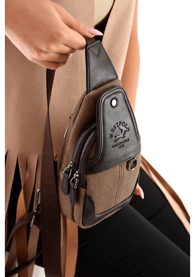 Westpolo Unisex Vegan Deri Çapraz Göğüs Ve Omuz Çantası Body Bag - 7044kes Kahverengi