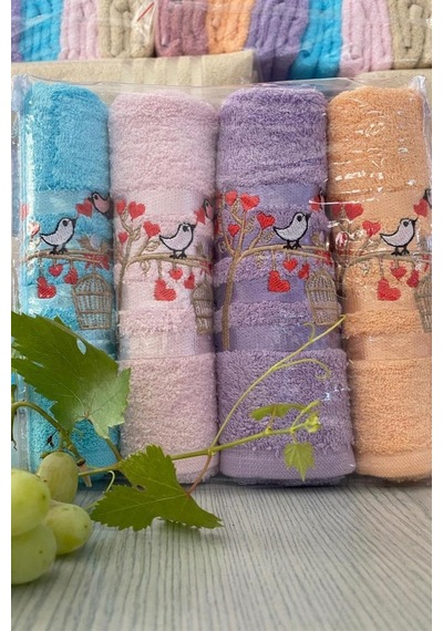 Softy Bird 4lü Nakışlı Çeyizlik Havlu Takımı