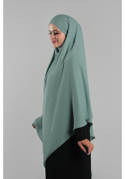 Hürrem Bone Mint Yeşili Pratik Hazır Geçmeli Tesettür Eşarp Krep Bağcıklı Sufle Hijab 2313 13 Mint Yeşili