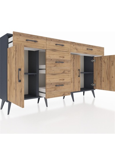 Arges Konsol 2 Raflı 5 Çekmeceli 3 Kapaklı 176x30x99 Antrasit-çam Atlas Çam - Antrasıt Arges Konsol 2 Raflı 5 Çekmeceli 3 Kapaklı 176x30x99 Antrasit-çam Atlas Çam - Antrasıt