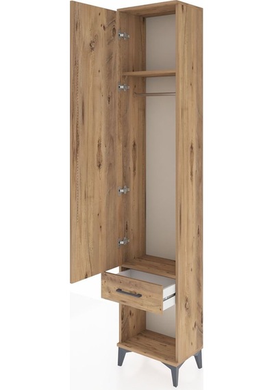 Arges Dolap 2 Raflı Tek Çekmeceli Tek Askılı 44x30x221 Çam-çam Çam
