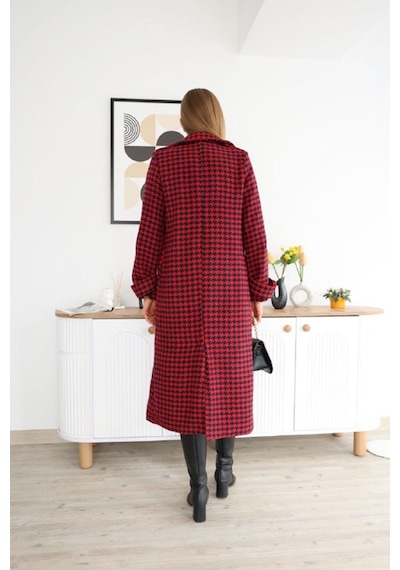 Neşeli Butik Kadın İthal Kaşe Kumaş Etek Ve Kaban İkili Takım Nbemp2576 bordo