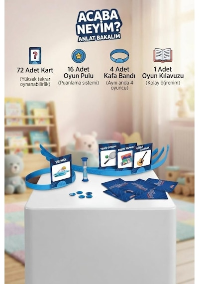 72 Kartlı Acaba Neyim Anlat Bakalım Eğlence Dolu Kelime Oyunu Aile Ve Arkadaş Kutu Oyunu Seti