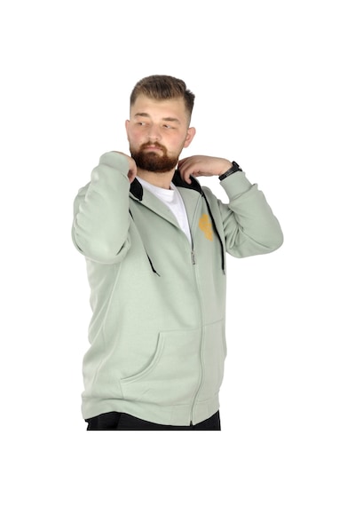 Mode Xl Erkek Sweat Kapşonlu Fermuarlı Karmashek 22538 Su Yeşili 001