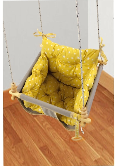Bundera Wag Swing Gri Çocuk Ahşap Salıncak Bebek Hamak